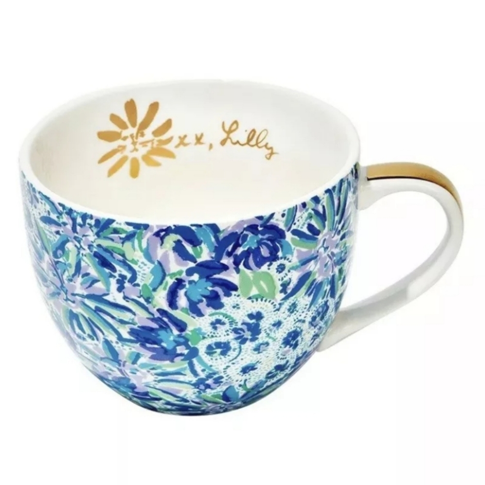 Lilly Pulitzer Blue Floral Mug  Coffee Teacup